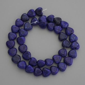 Lazurit-Herzperlen 10×10 mm ± auf der Schnur, Länge 38 cm+
