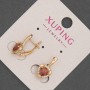 Ohrringe Xuping mit weißen Strasssteinen und roten Steinen, Durchmesser 9 mm +-, Länge 16 mm +-, 18K-Vergoldung
