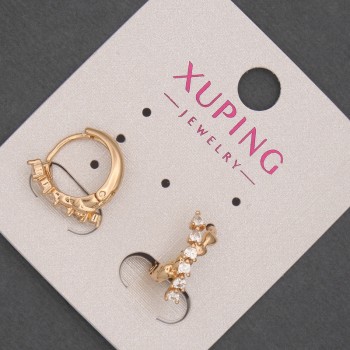 Ohrringe Xuping Ringe mit weißen Strasssteinen Vergoldung 18K, Dicke 5 mm + -, Durchmesser 12 mm +