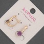 Xuping Ohrringe mit weißen Strasssteinen und violettem Kristall, Durchmesser ca. 6 mm, Länge ca. 17 mm, 18K-Vergoldung