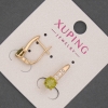 Ohrringe Xuping mit weißen Strasssteinen und olivgrünem Kristall, Durchmesser ca. 6 mm, Länge ca. 17 mm, 18K-Vergoldung