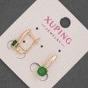 Xuping Ohrringe mit weißen Strasssteinen und grünem Kristall, Durchmesser ca. 6 mm, Länge ca. 17 mm, 18K-Vergoldung