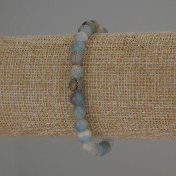 Armband aus blauem Calcit, glatte Kugeln, Durchmesser 6 mm ±, Länge 18 cm ±, elastisch