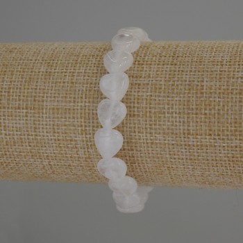 Armband aus Bergkristall in Herzform, ca. 10×10 mm, Länge 18 cm, Stretch