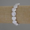 Kaolonit-Armband in Herzform, natürlicher Stein, Durchmesser ca. 12 × 12 mm, Länge ca. 18 cm, elastisch