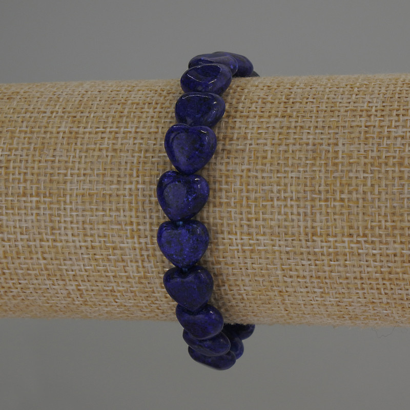 Lapislazuli-Armband in Herzform, Durchmesser 10 × 10 mm, Länge 18 cm, Stretch