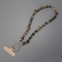 Telefonanhänger aus Jaspis-Krümel 6–10×2,5 mm ± Ring, Ø 24 mm, geeignet für Ohrlöcher, Länge ca. 40 cm (an den Perlen gemessen, Länge 37 cm)
