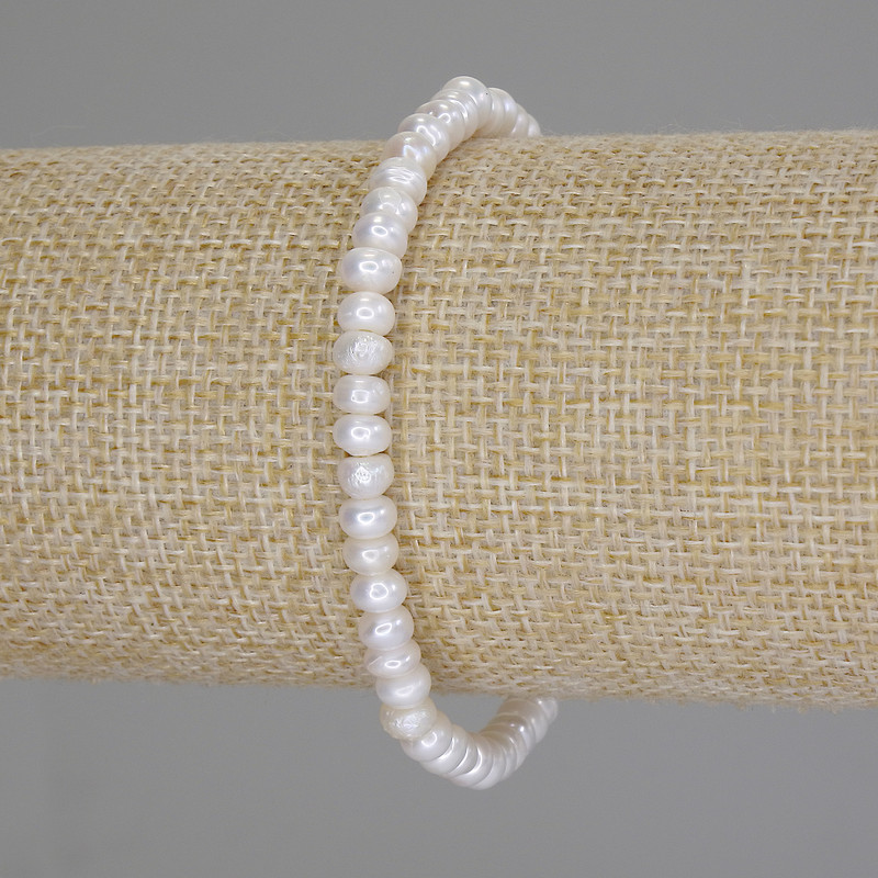Armband aus Flussperlen, Durchmesser 5×3 mm, Länge 18 cm (Elastisches Armband)