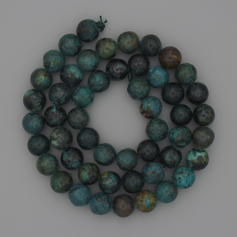 Perlen aus afrikanischem Türkis, glatte Kugeln, Durchmesser 8 mm, auf Schnur, Länge 39 cm +