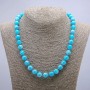 Larimar-Halskette mit glatten Kugeln, Durchmesser ca. 10 mm, Länge ca. 46 cm