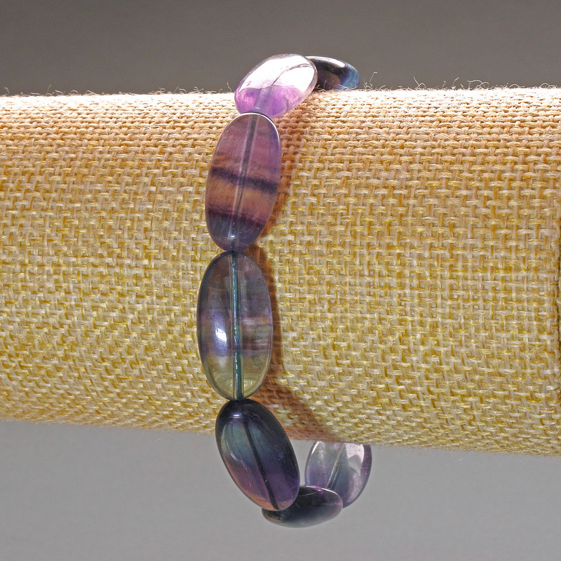 Armband aus Fluorit, Naturstein – oval, Durchmesser 10×20 mm ±, Länge 18 cm (Elastik)