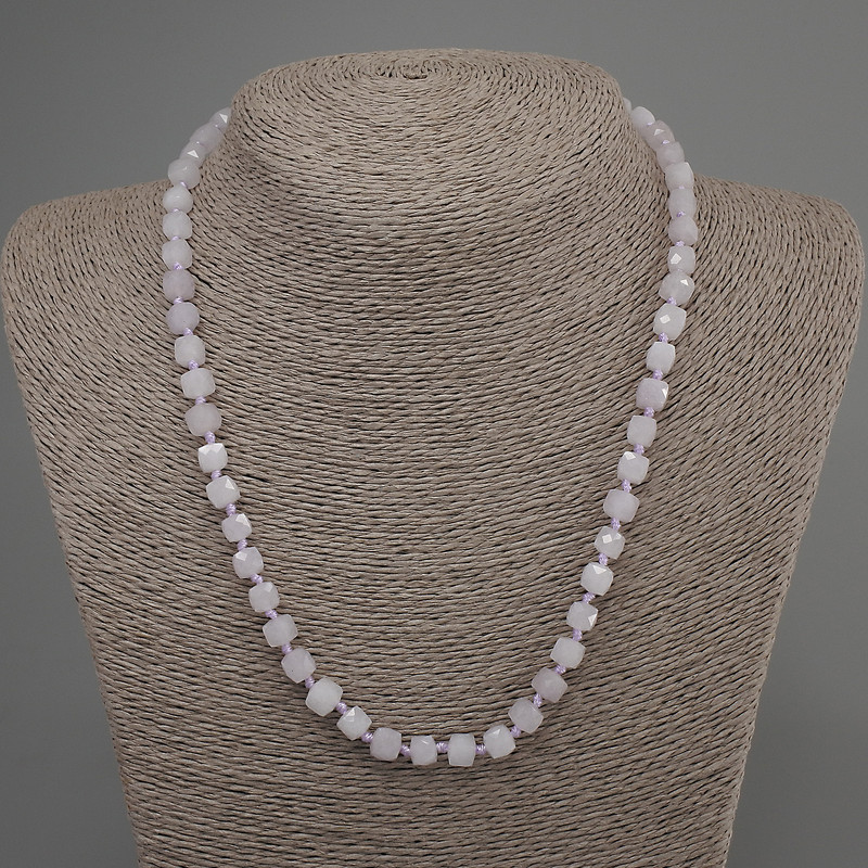 Kunzit-Kette, facettierte Würfel, Durchmesser 6 mm, Länge ca. 50 mm, mit Verschluss