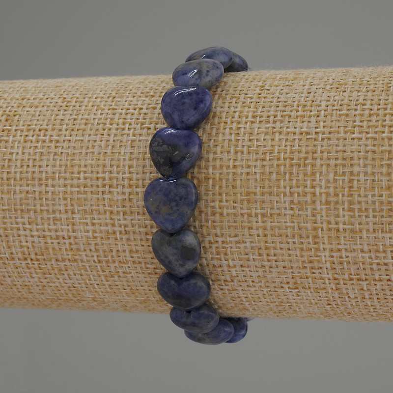 Sodalit-Armband in Herzform, Durchmesser ca. 10 mm, Länge ca. 18 cm, elastisch