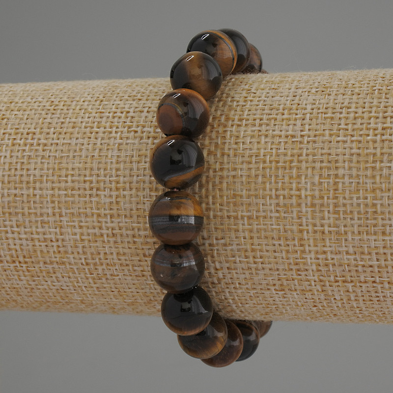 Tigerauge-Armband aus glatten Kugeln, Durchmesser ca. 10 mm, Länge ca. 18 cm, Stretcharmband