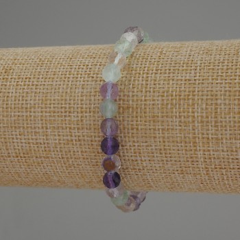 Armband aus Fluorit, facettierte Kugeln, Durchmesser 6 mm, Länge ca. 18 cm, Stretch