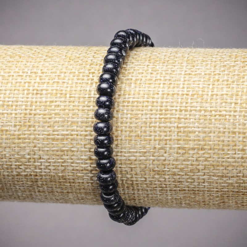 Stretch-Armband Aventurin 'Blauer Sand' Nacht Kaïra (gepresst) glatte Rondellen, Durchmesser 6×4 mm, Länge 18 cm +/-