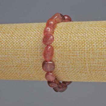 Armband aus Erdbeerquarz, geglättete Perlen, Durchmesser 8×9×6 mm ±, Länge 18 cm ±, Stretch