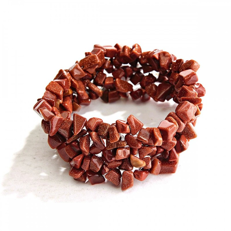 Elastisches Armband aus Aventurin (synthetisch) 'Goldener Sand' Steinchen