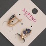Ohrringe Xuping mit weißen Strasssteinen und blauen Kristallen, Durchmesser 8 mm, Länge ca. 15 mm, 18K Vergoldung