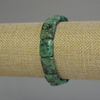 Armband Afrikanischer Türkis – rechteckig, Durchmesser 16 × 12 mm +/-, Länge ca. 18 cm +/- Stretch