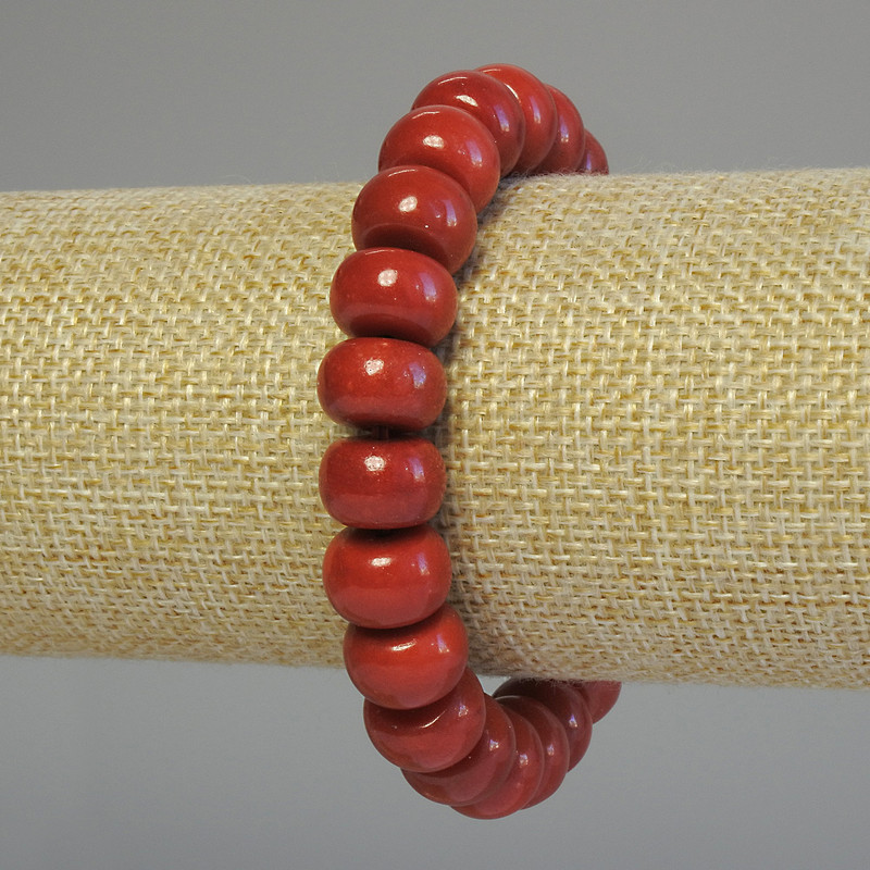 Kunstkorallen-Rondellarmband, 12×8 mm, Länge ca. 18 cm, Stretcharmband