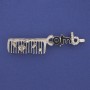 Brosche „Kammform“ mit weißen Strasssteinen, silberfarbenes Metall, 60 × 12 mm+