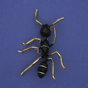 Ameisenbrosche, schwarze Emaille, goldfarbenes Metall 42×57 mm+
