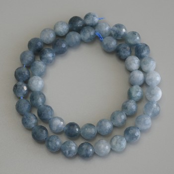 Aquamarin facettierte Perle, Durchmesser ca. 8 mm, Länge ca. 37 cm, auf Schnur
