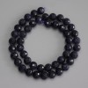 Perlen aus synthetischem Stein – Blauer Sand-Aventurin, facettierte Kugeln 8 mm ±, auf einer Schnur, Länge 37 cm+