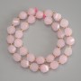 Rosenquarz-Perlen, facettiert, rhombusformig, Durchmesser 10×8,5 mm ±, mit 3 mm Seed-Beads ±, Länge ca. 37 cm ± auf Faden