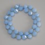 Aquamarin-Raute-Perlen, facettiert, Maße 10 × 8,5 mm, mit 3 mm Seed-Beads dazwischen, Länge ca. 39 cm, auf Faden