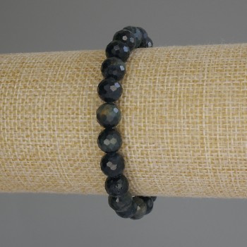 Armband aus Falkenauge, facettierte Kugeln, Durchmesser ca. 8 mm ±, Länge 18 cm (Stretch)