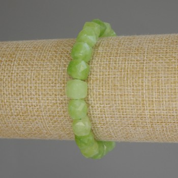 Armband aus Chrysolit Olivin, facettierte Würfel, 8×8 mm, Länge 18 cm (Stretch)