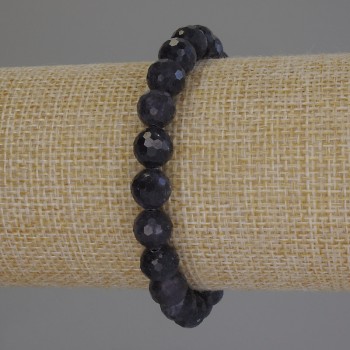 Armband aus Iolith, facettierte Kugeln, Ø ca. 8 mm, Länge ca. 18 cm, Stretch