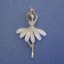 Brosche-Anhänger Ballerina mit weißen Strasssteinen, goldfarbenes Metall 50×28 mm