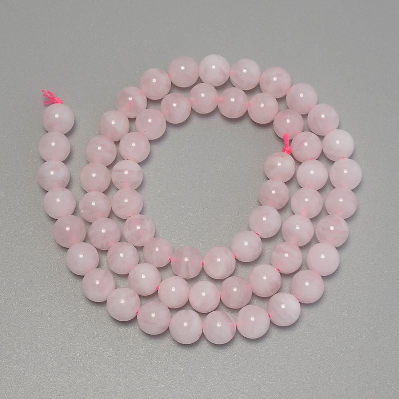 Perlen aus madagassischem Rosenquarz, glatte Kugeln, Durchmesser 6,5 mm, Länge 39 cm