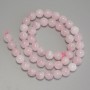 Madagaskar-Rosenquarz-Perlen, glatte Kugel, Durchmesser 8,5 mm, Länge 39 cm + -
