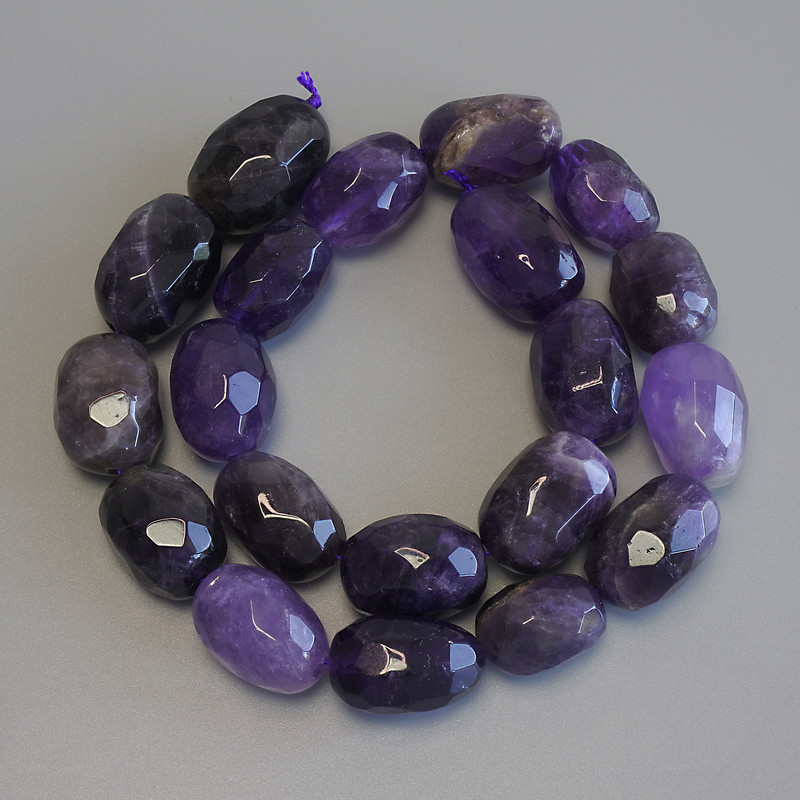 Amethyst facettierte Rondellperlen, Durchmesser 15–21 × 9–14 mm, Länge ca. 41 cm, auf Schnur