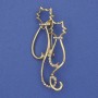 Katzen-Brosche mit Regenbogen-Strasssteinen, mattgoldenes Metall, 58×26mm+