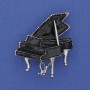 Brosche 'Klavier' schwarze Emaille, silberfarbenes Metall 36×30 mm+