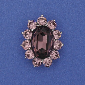 Akzent-Anstecknadel mit intensiv rosa Kristall, Strass, silbernem Metall, 30×24 mm+