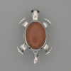 Brosche/Anhänger Schildkröte mit Aventurin – Goldener Sand, 52 × 35 mm ±, bewegliche Details, silbernes Metall