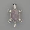 Brosche-Anhänger Schildkröte Amethyst 52 × 35 mm ± bewegliche Teile silberfarbenes Metall