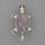 Brosche-Anhänger Schildkröte Amethyst 52 × 35 mm ± bewegliche Teile silberfarbenes Metall