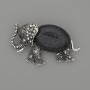 Brosche-Anhänger Elefant Aventurin Nacht von Kairo 45 × 27 mm ± schwarze Strasssteine silberfarbenes Metall