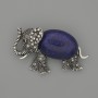 Brosche-Anhänger Elefant Lapis lazuli 45×27 mm± schwarze Strasssteine silberfarbenes Metall
