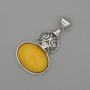Cabochon-Anhänger aus künstlichem Bernstein 50×28 mm ± silberfarbenes Metall