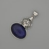 Cabochon-Anhänger aus Lapislazuli 50×28 mm – silberfarbene Metallfassung