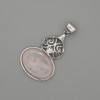 Cabochon-Anhänger Rosenquarz 50×28 mm ± silberfarbene Fassung
