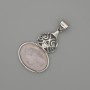 Cabochon-Anhänger Rosenquarz 50×28 mm ± silberfarbene Fassung